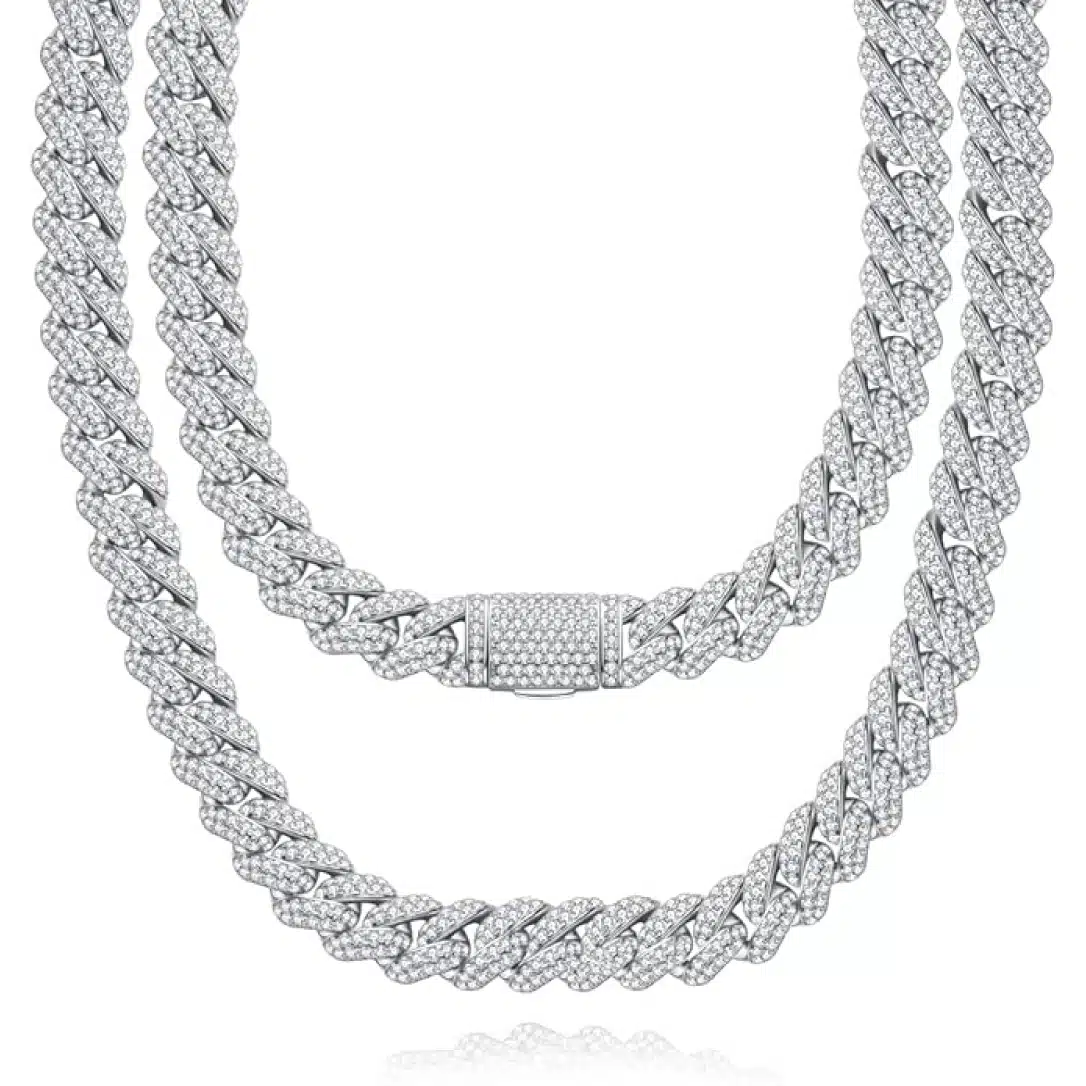 AnuClub Moissanite Cuban Link Chain Necklace