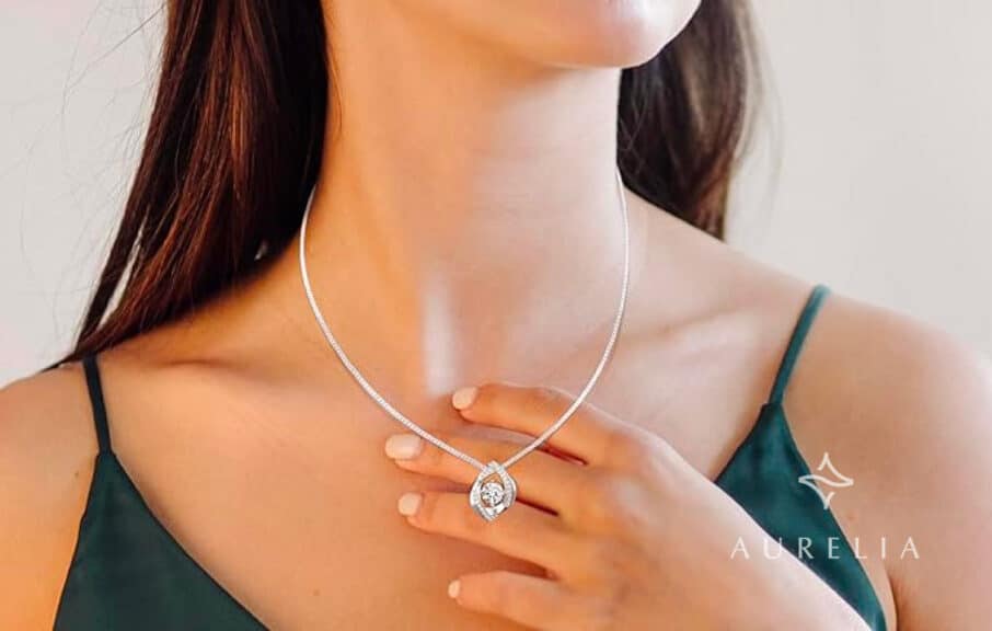 Platinum-Plated Moissanite Necklace with 1 or 2 CT Stone