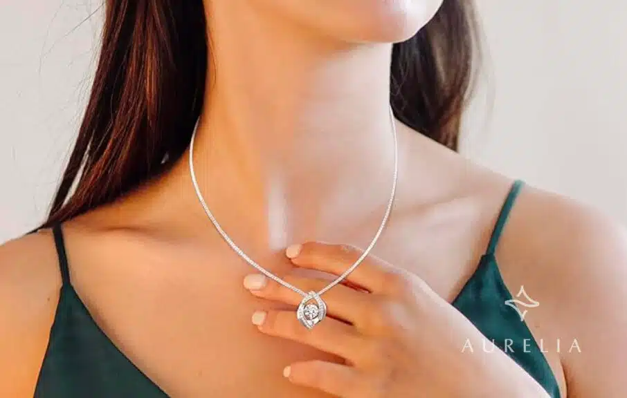 Platinum-Plated Moissanite Necklace with 1 or 2 CT Stone