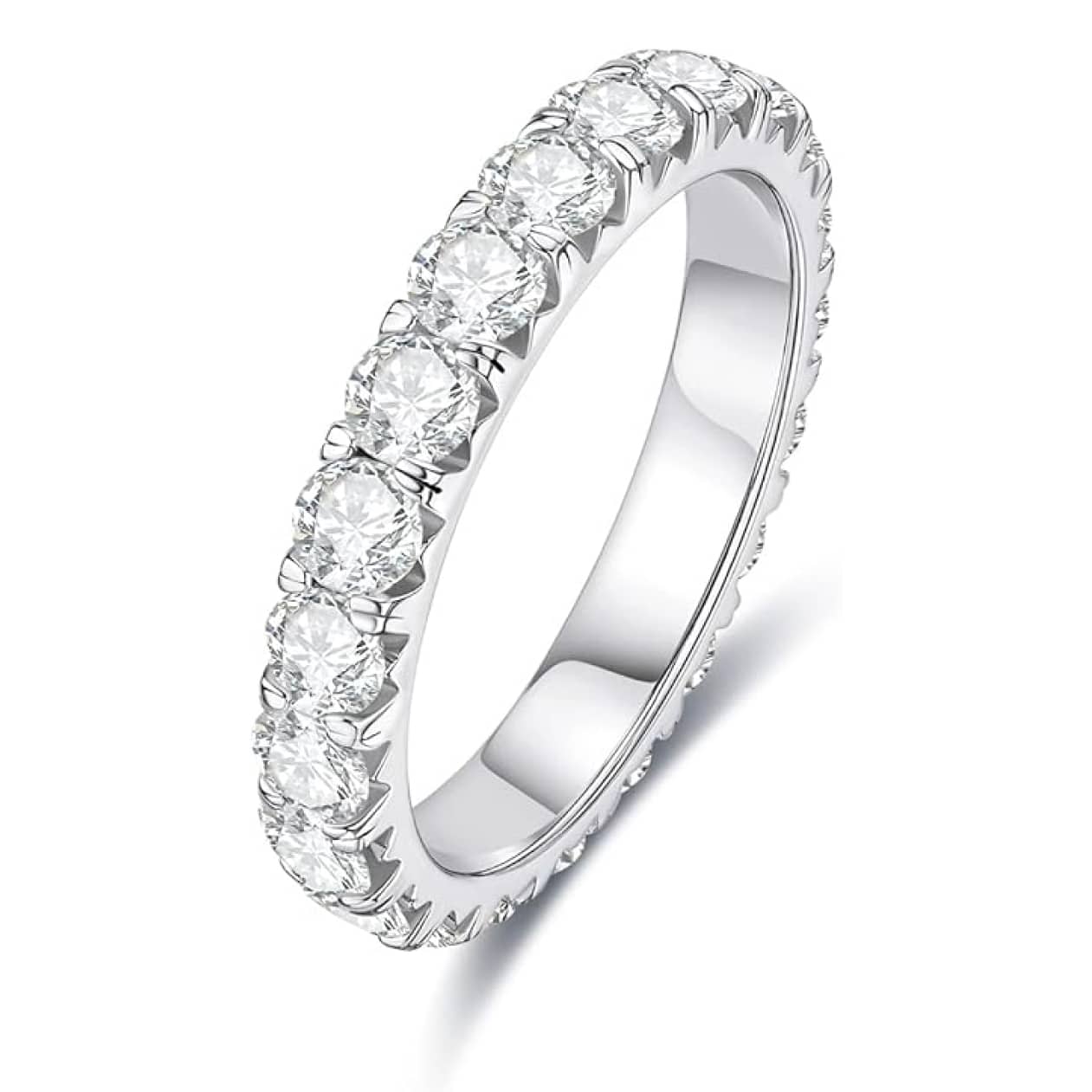 AnuClub Moissanite Eternity Wedding Band Ring