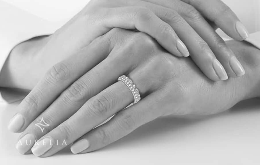 Half Eternity Moissanite Wedding Band in Sterling Silver with 11 Stones