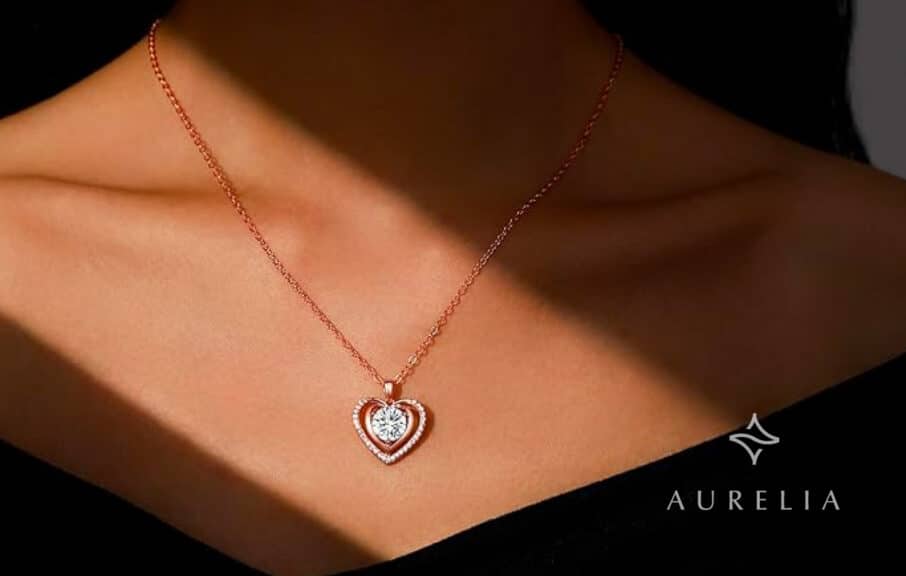 1-3 ct Moissanite Heart Necklace in 18K Platinum Filled Sterling Silver