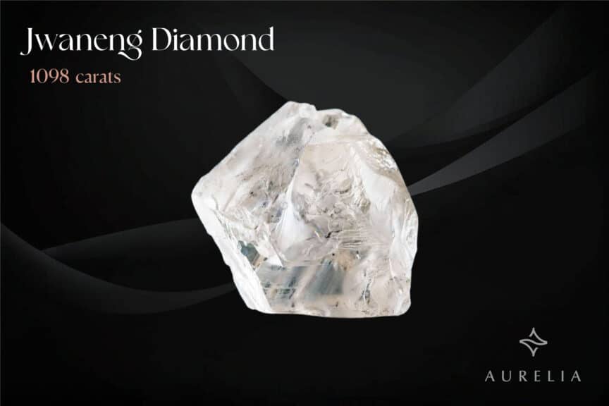 Jwaneng Diamond: 1,098 carats on a black marvel background