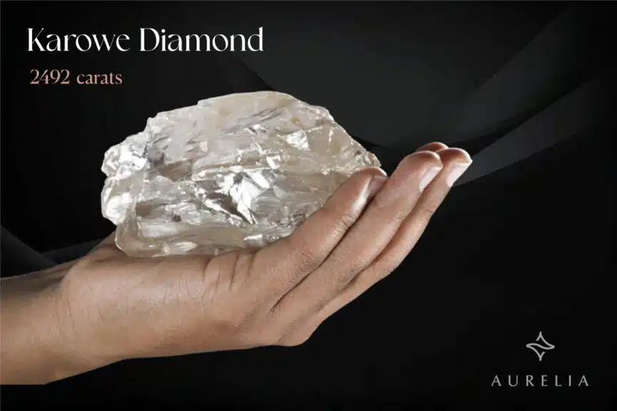 Karowe Diamond: 2,492 carats on a black marvel background