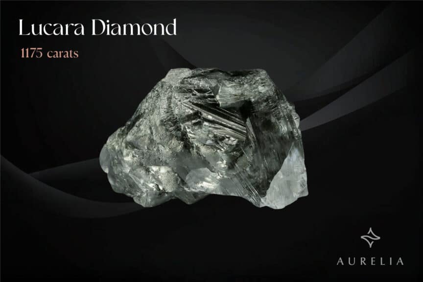Lucara Diamond: 1,175 carats on a black marvel background