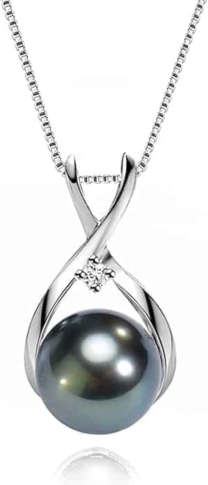 NONNYL Tahitian Pearl Necklace with 9mm Seawater Pearl