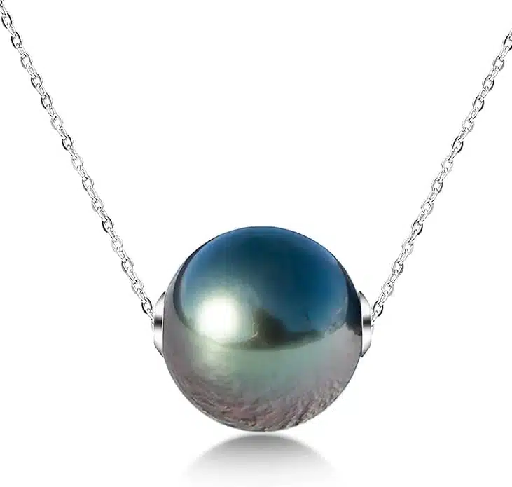 Mihiarii Genuine Tahitian Black Pearl Necklace