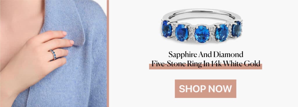 Sapphire And Diamond Five-Stone Ring In 14k White Gold