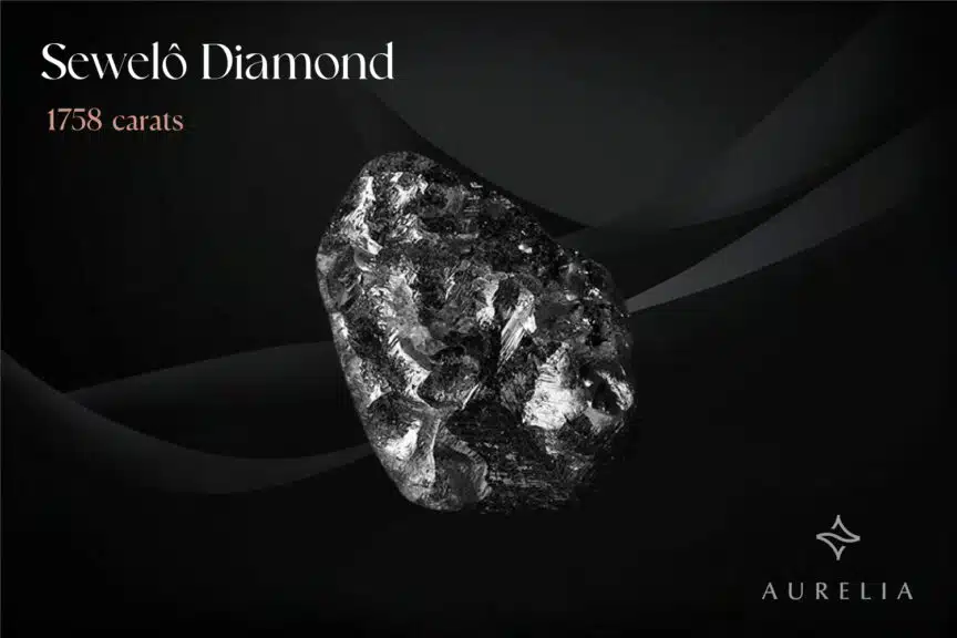 Sewelô Diamond: 1,758 carats on a black marvel background