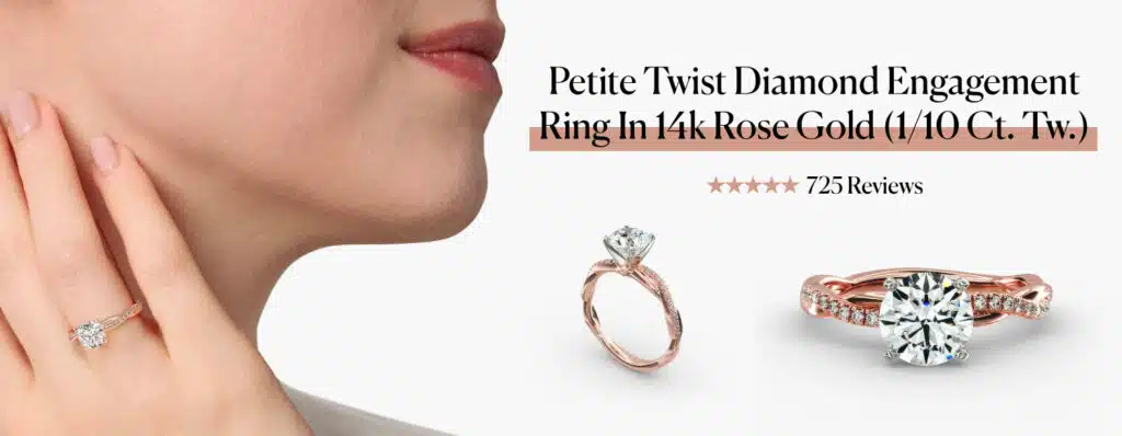 Petite Twist Diamond Engagement Ring In 14k Rose Gold (1/10 Ct. Tw.)