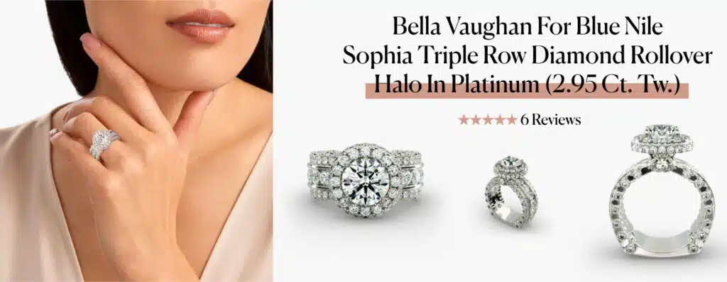 Bella Vaughan For Blue Nile Sophia Triple Row Diamond Rollover Halo In Platinum (2.95 Ct. Tw.)