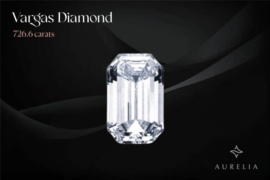 Vargas Diamond: 726.6 carats on a black marvel background