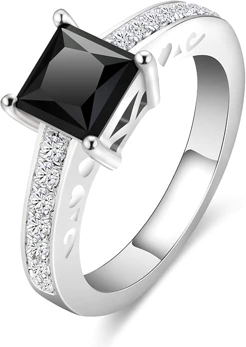 Princess Cut 2CT Black Moissanite Ring