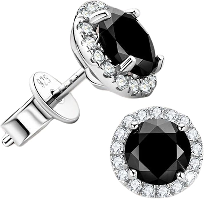 Black Moissanite Stud Earrings