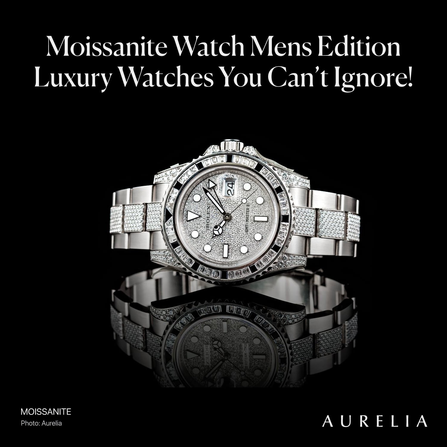 Moissanite watch mens edition