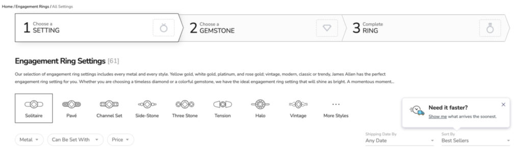 choose a setting at james Allen