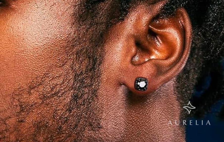 black moissanite earring for men