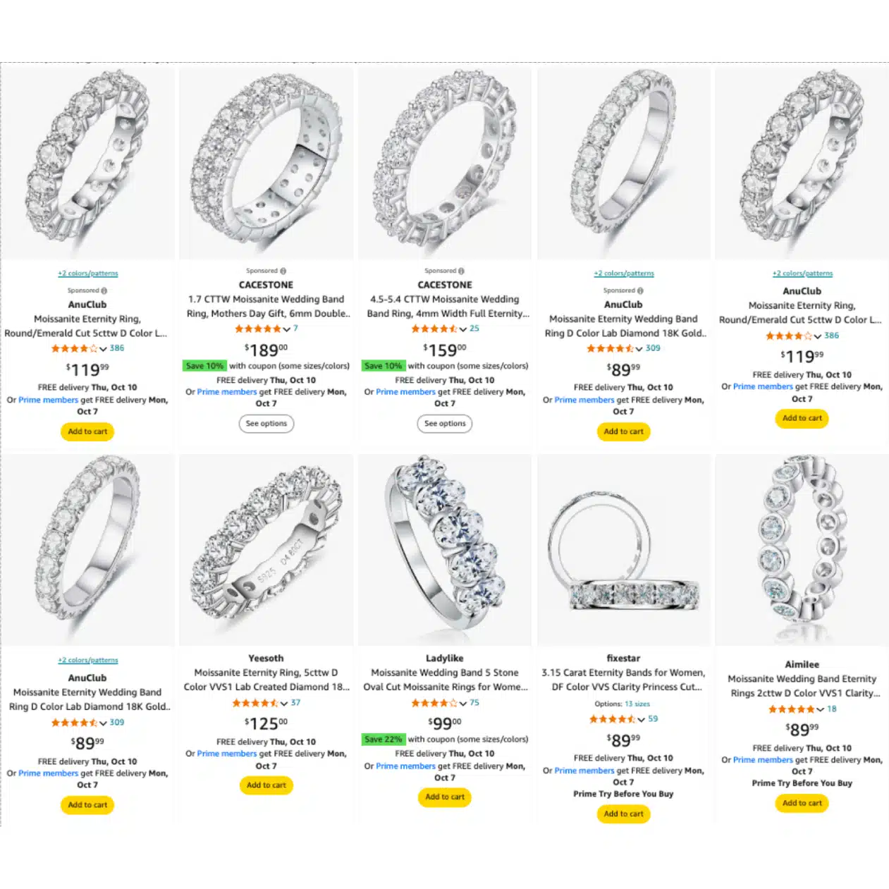 Find more Moissanite eternity band options here