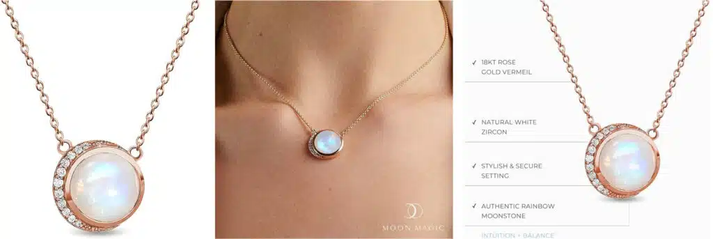 Moonstone Necklace - Crescent Moon