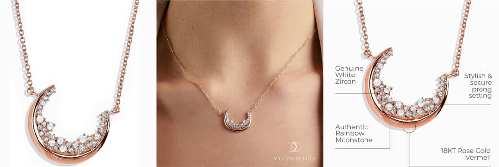 Moon Magic crescent gem necklace