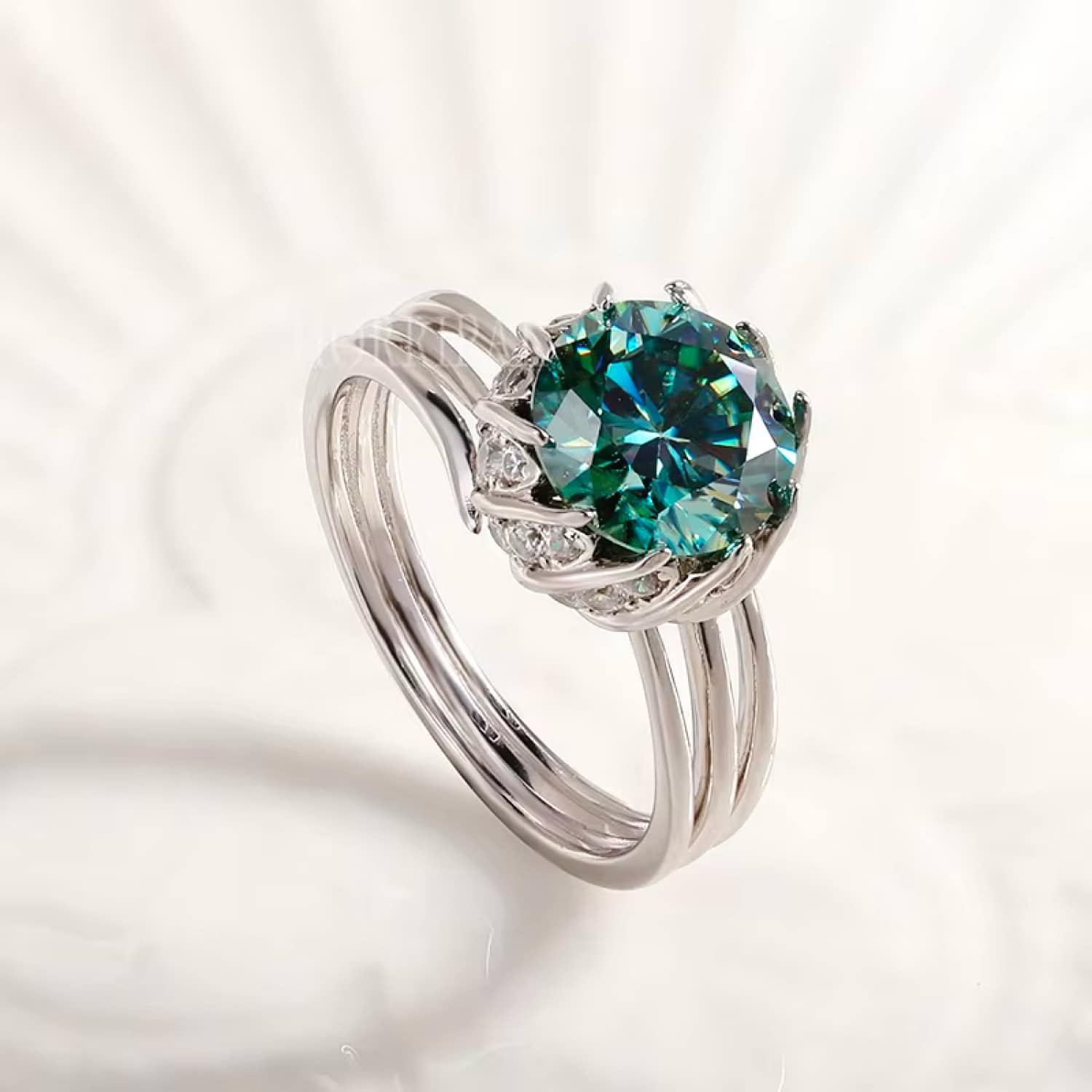 3-5CT Green Moissanite Ring High-end Luxury Jewelry S925 Sterling Silver Elegant Wedding Band Ring for Women Pass Test