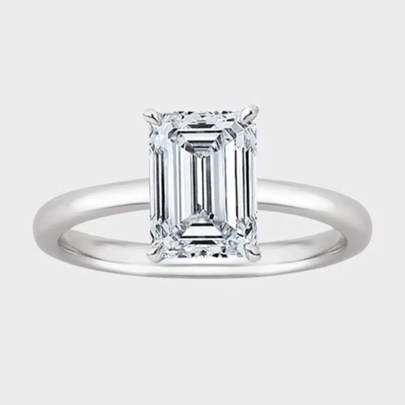 Explore the IGI-certified 1-carat emerald-cut diamond engagement ring in 14K white gold, a stunning option in engagement rings below 1000.