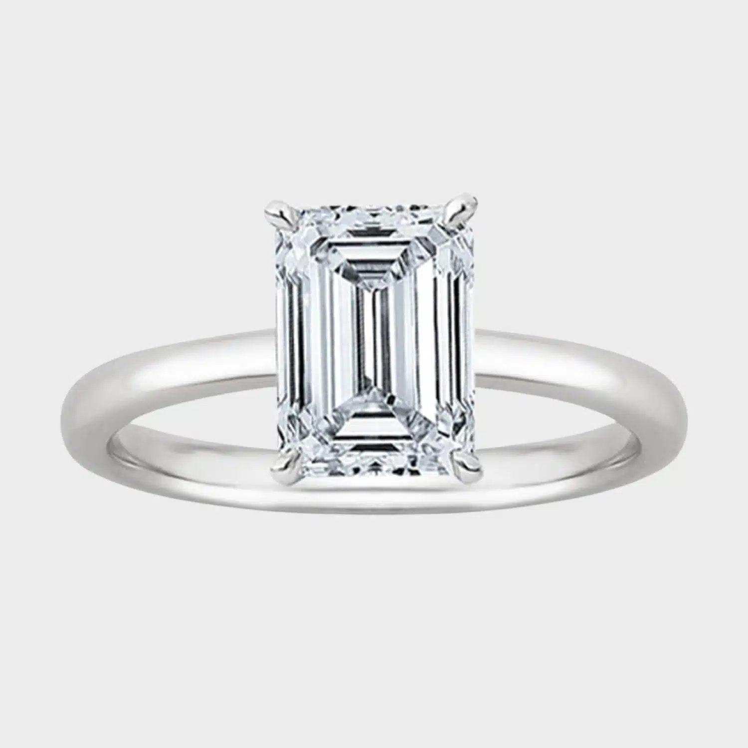 Explore the IGI-certified 1-carat emerald-cut diamond engagement ring in 14K white gold, a stunning option in engagement rings below 1000.
