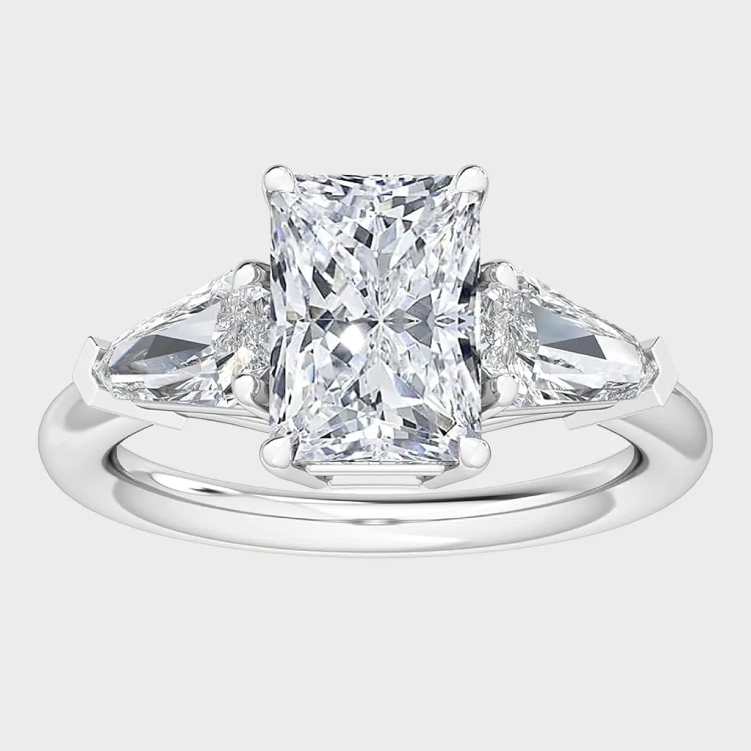 Shop 1 carat lab-grown radiant shield-cut three-stone engagement rings below $1000. D-E color, VS1-VS2 clarity, crafted in 14k white gold. Shop 1 carat lab-grown radiant shield-cut three-stone engagement rings below $1000. D-E color, VS1-VS2 clarity, crafted in 14k white gold.