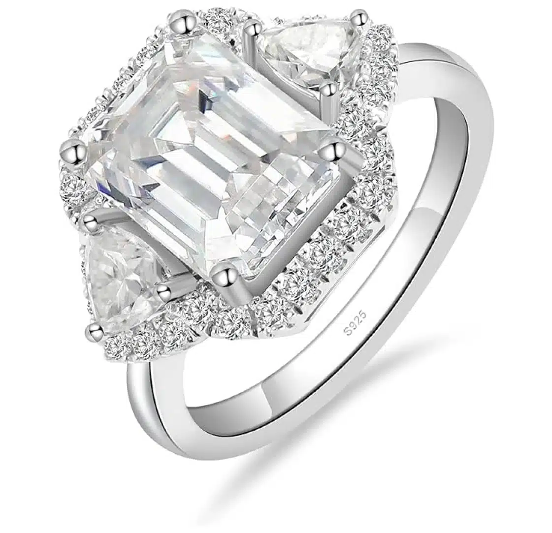 GAUDALGEM 5ct Emerald Cut Moissanite Engagement Ring