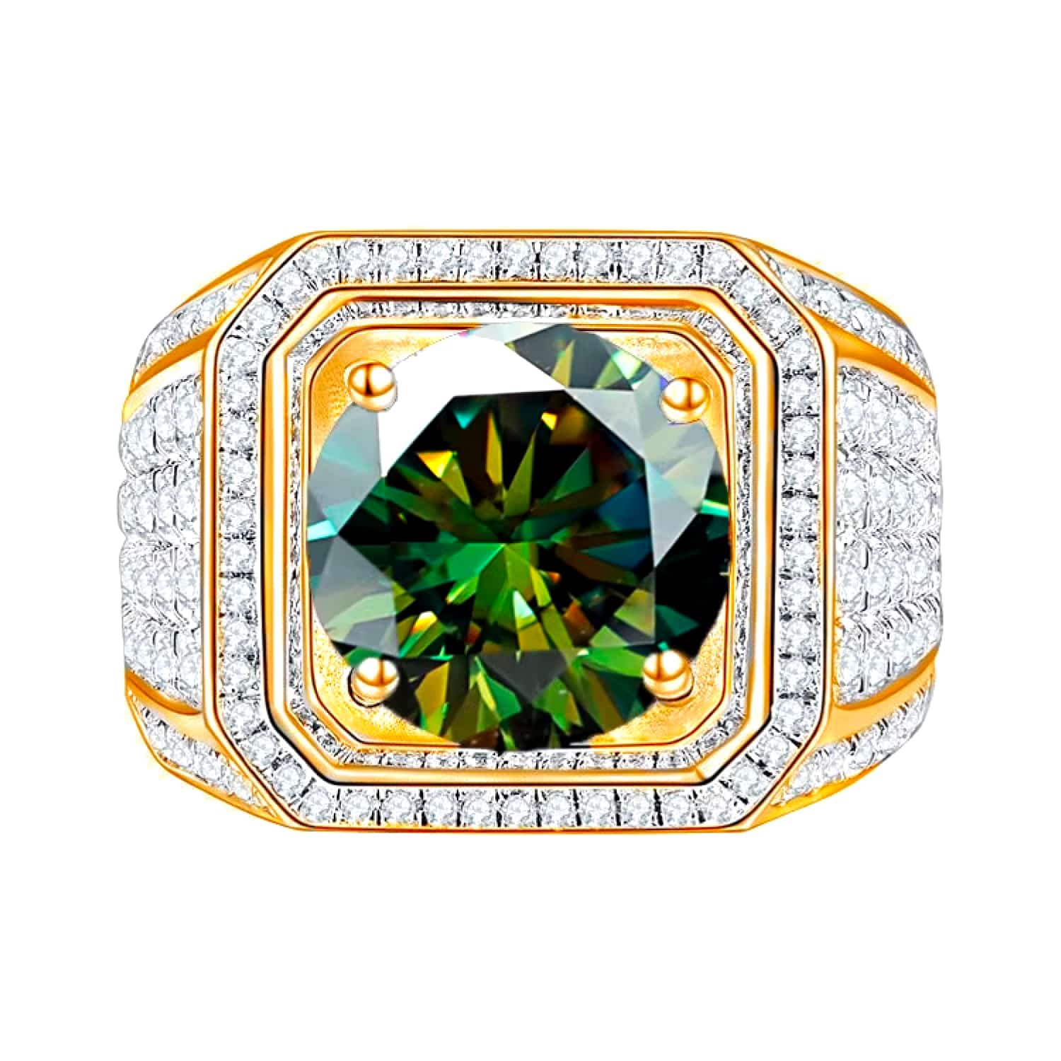 5 Carat Green Moissanite Gold Rings for Man Women 16 Color Moissanita S925 Silver Fine Jewelry Pass Diaomond Test GRA