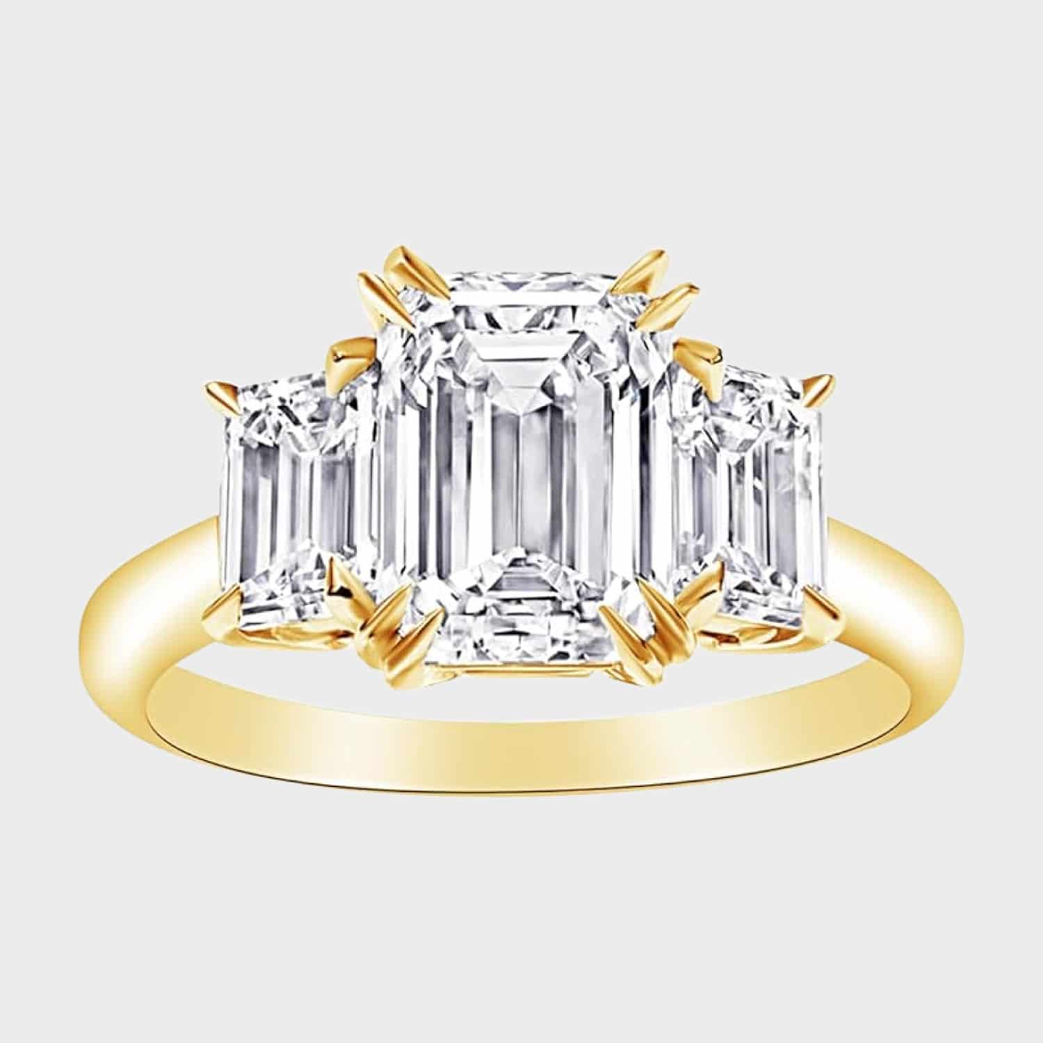 Discover a stunning 1.5 carat lab-grown emerald diamond engagement ring in white gold. A perfect pick for engagement rings below 1000. Discover a stunning 1.5 carat lab-grown emerald diamond engagement ring in white gold. A perfect pick for engagement rings below 1000.