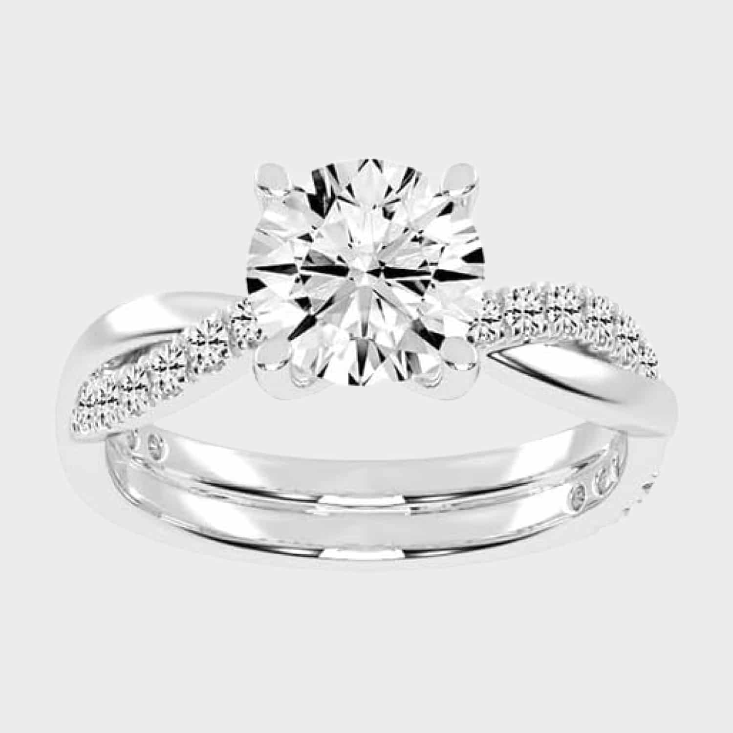 Shop 1 carat twisted-style solitaire lab-grown diamond engagement rings below $1000 in 14k white gold or platinum. F-G color, VS1-VS2 clarity. Shop 1 carat twisted-style solitaire lab-grown diamond engagement rings below $1000 in 14k white gold or platinum. F-G color, VS1-VS2 clarity.