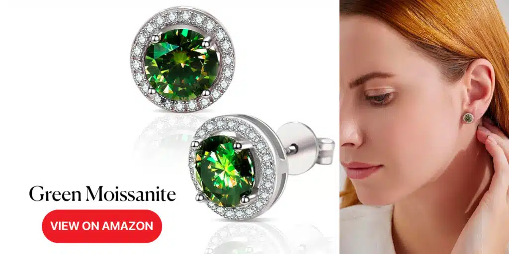 Green Moissanite Stud Earrings