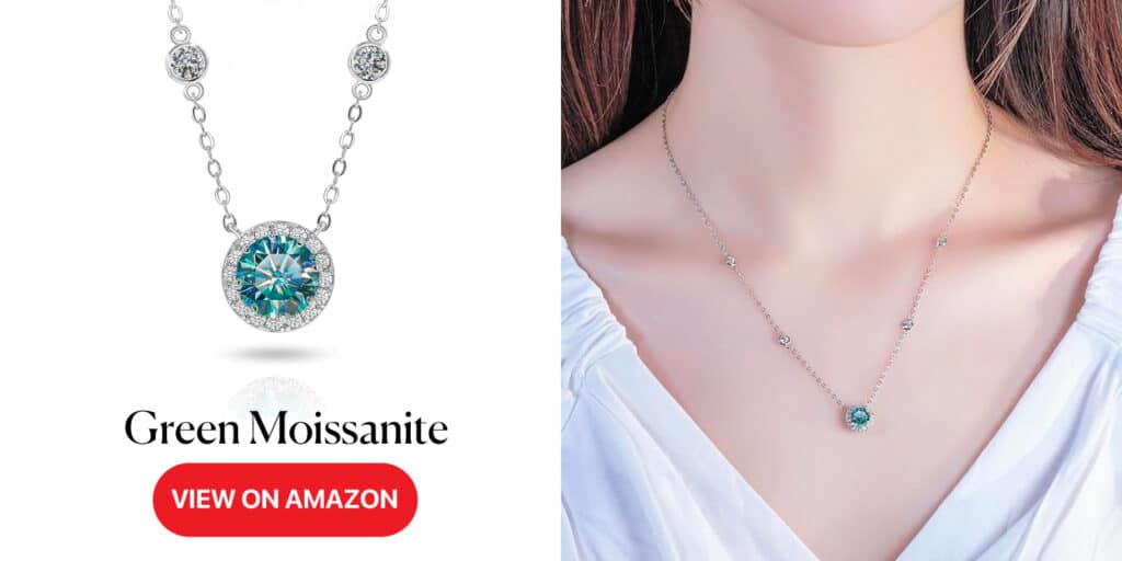 1 Carat green Moissanite Hola Pendent for Women