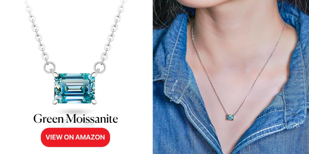 Blue Green Color Moissanite Necklace