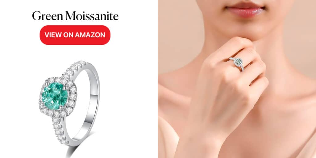 Green Moissanite Engagement Rings for Women