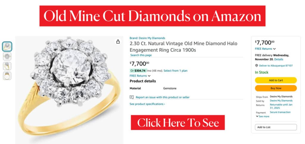 Old Mine Cut Diamonds on Amazon
