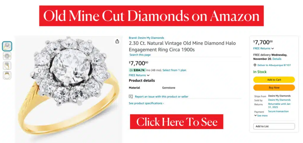 Old Mine Cut Diamonds on Amazon