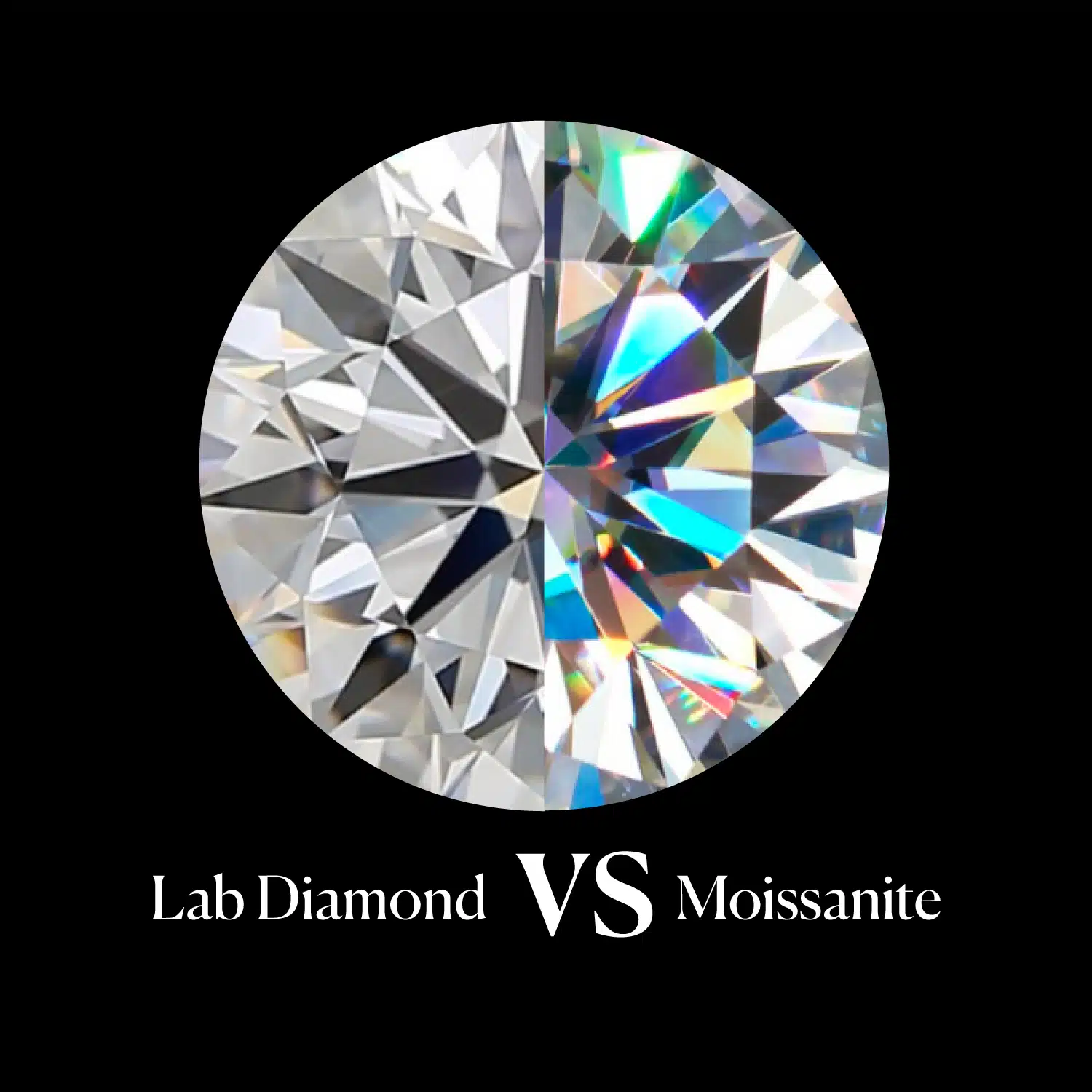 moissanite vs lab diamond side by side