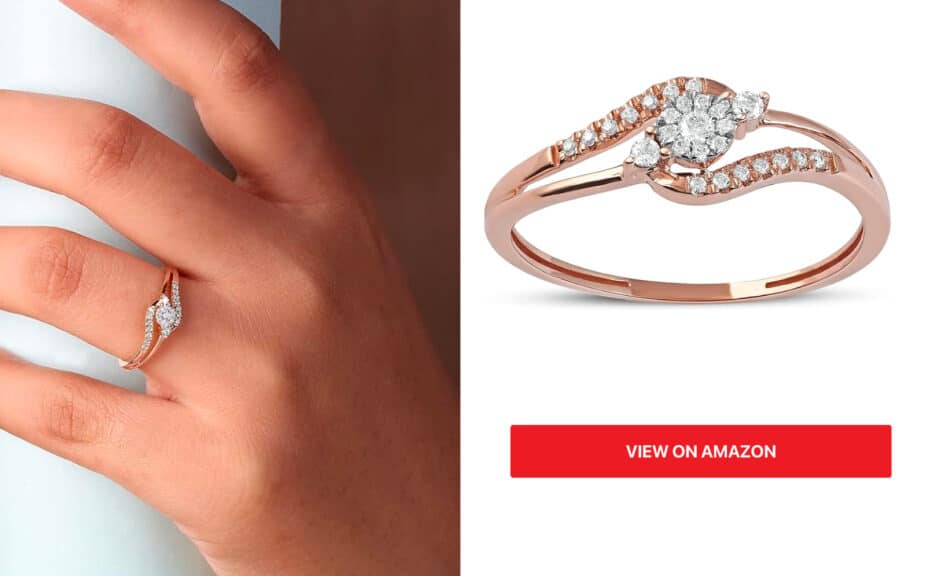 10k Gold 1/8ct TDW Diamond Promise Fashion Ring for women (I-J, I2).