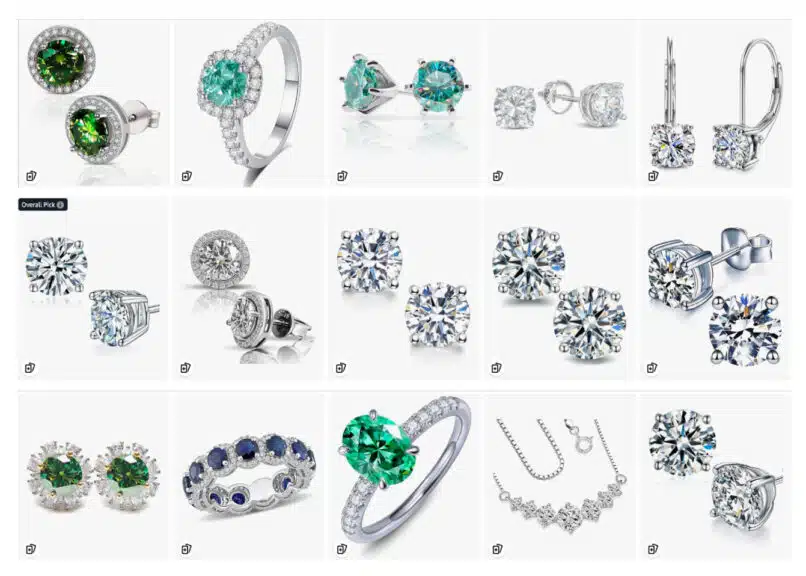 amazon's few moissanite jewelry collection screenshot