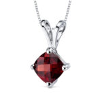 Discover the luxurious Peora Garnet Gold Pendant for women, featuring a deep plum-red gemstone in 14K white gold. Perfect January birthstone gift.