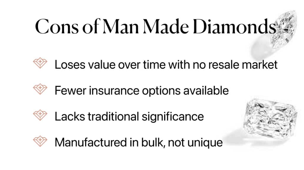 cons of Man Made Diamonds