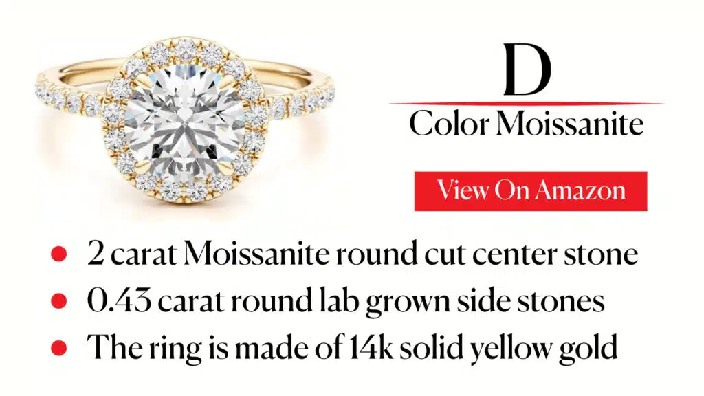 1/2 Carat Lab Grown Diamond and 2 Carat Moissanite Engagement Ring for Women in 14k White/Yellow/Rose Gold (D-E, VS, cttw) Wedding Ring Size 5.5 to 8 (10)