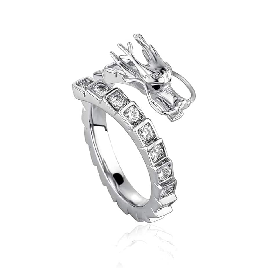 White gold dragon moissanite daimonds