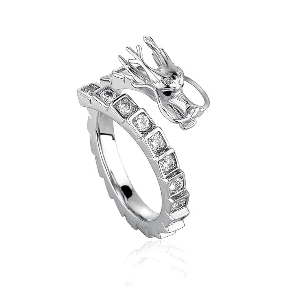 White gold dragon moissanite daimonds