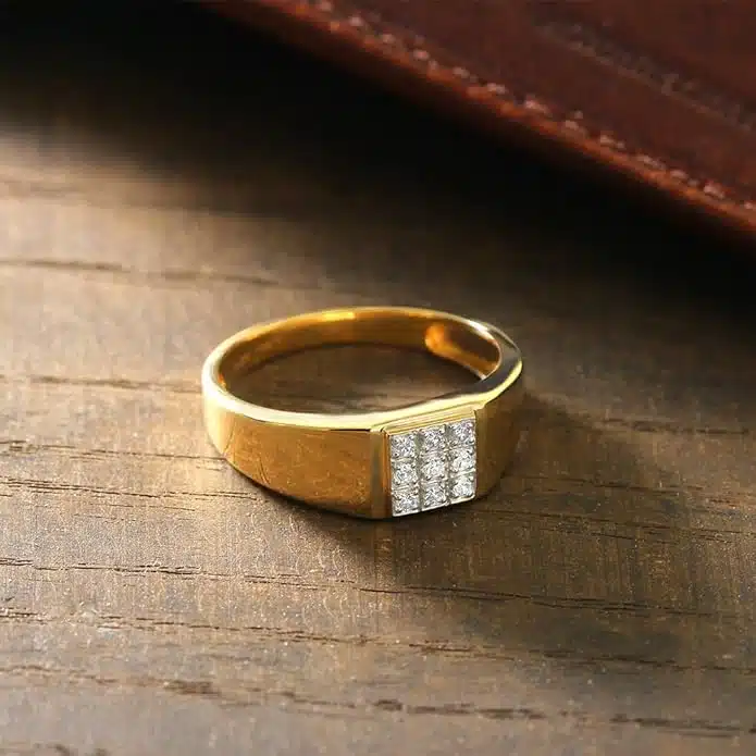 Solid 10k Yellow Gold Natural White Diamond Wedding Anniversary Ring For Men | Available In Size 7,8,9,10,11,12,13