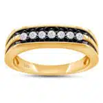 1/2 Carat CTTW Round Cut Black And White Natural Diamond Men's Wedding Band Promise Ring In 14K Gold Over Sterling Silver (0.50 Cttw,I2-I3 Clarity)