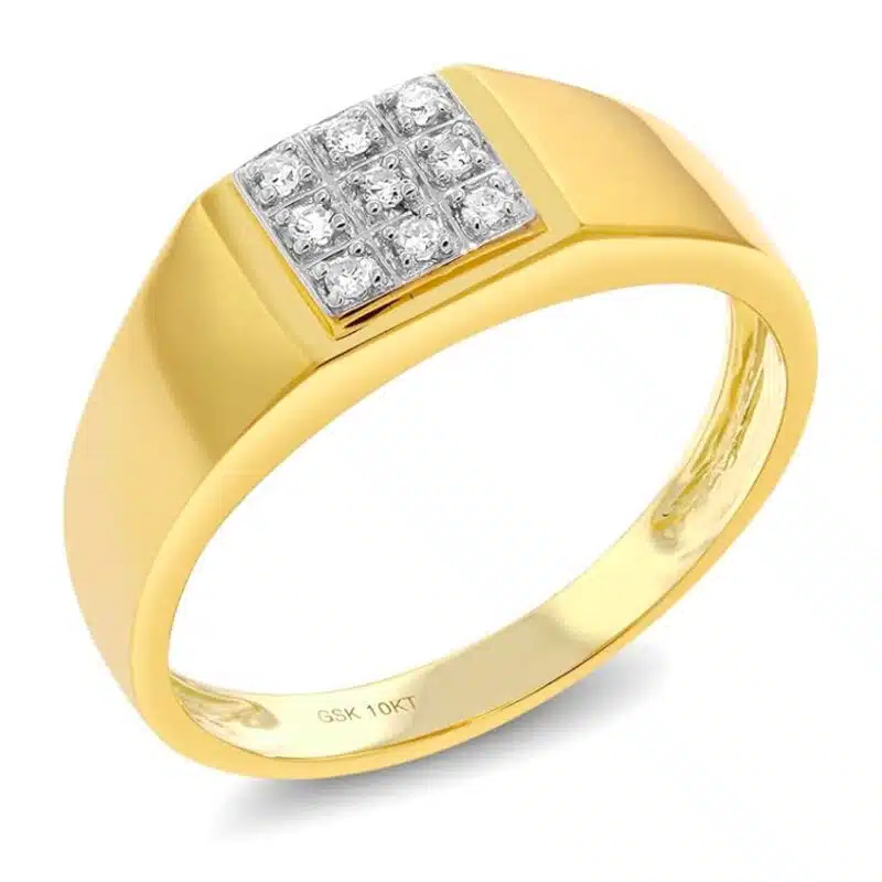 Solid 10k Yellow Gold Natural White Diamond Wedding Anniversary Ring For Men | Available In Size 7,8,9,10,11,12,13