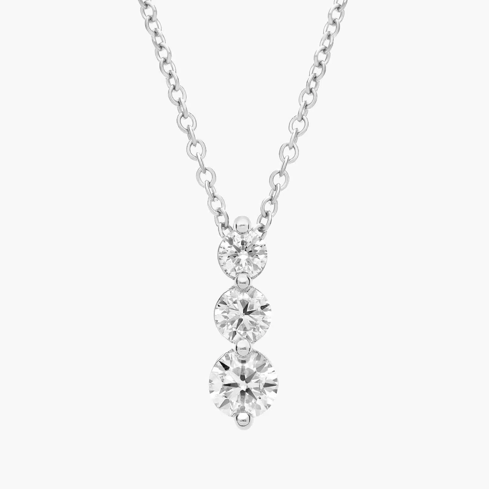 Three-Stone Drop Diamond Pendant In 18k White Gold (1 Ct. Tw.)